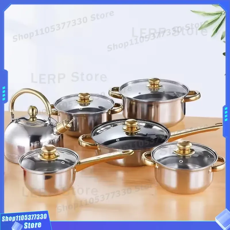 Stainless Steel Milk Pot with Double Bottom Thickened Design Single Handle Soup Cookware Tempered Glass Lid Chinese Style