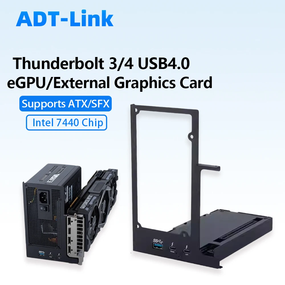 

Док-станция Thunderblot 3/4 USB4.0 eGPU для внешней видеокарты ноутбука, подставка для графической карты, для глубокого обучения, с блоком питания ATX SFX