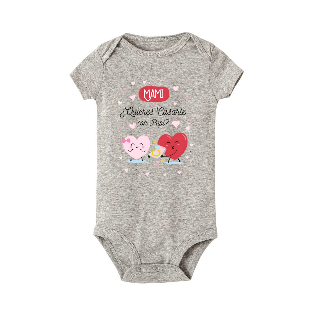 Mom Do You Want To Marry Dad Print Baby Romper Short Sleeve Crew Neck Infant Bodysuit Casual Boy Girl Jumpsuit Best Wedding Gift