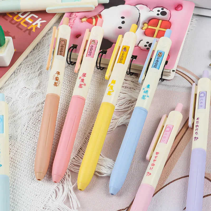 24Pcs Wholesale creative press pen to sign wishing pen press rotatable gender-neutral pen office student stationery