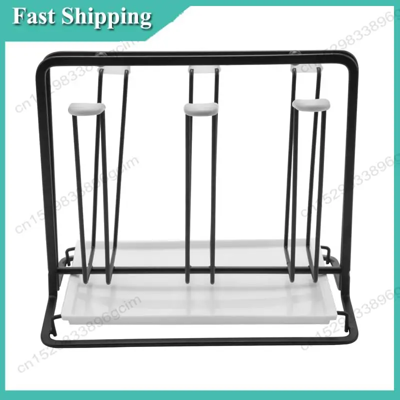 -BABQ 6 Bottle Dish Drainer Metal Bottle Holder, Drip Rack For Vessels With Drip Tray, For Sodastream, Air Up, Avent,