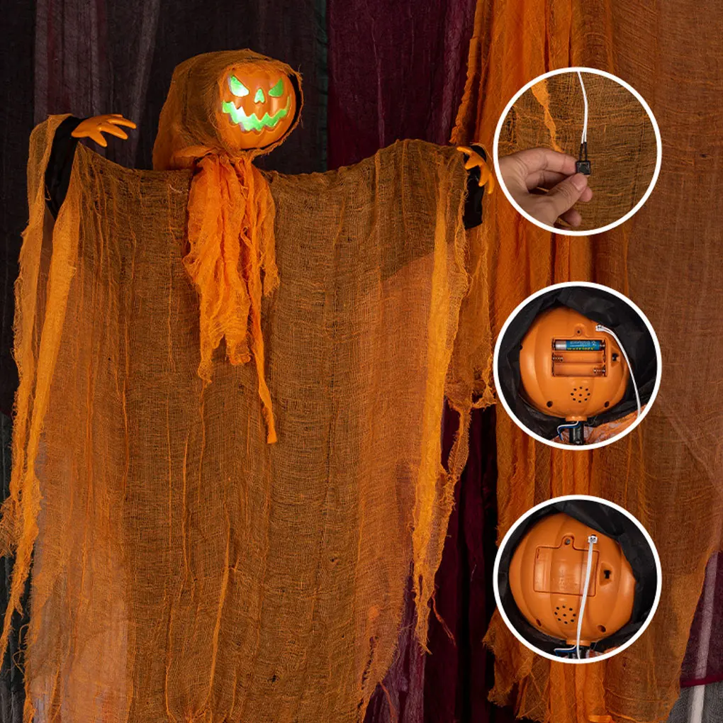 دعامة رأس اليقطين المضيئة الصغيرة واللطيفة لتزيين حفلات الهالوين 3 بطاريات عادية Z257