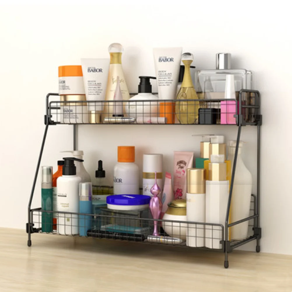 2 Tier Large Iron Wire Countertop Storage Shelf for Bathroom