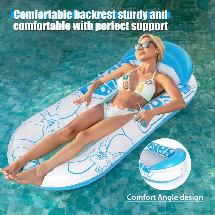 Iatable Pool Lounge FloatFloaties Rafts for Adults Floating Lounger Sun Tanning Floats Cool Water Floaty Swimming Lake Beach Pa