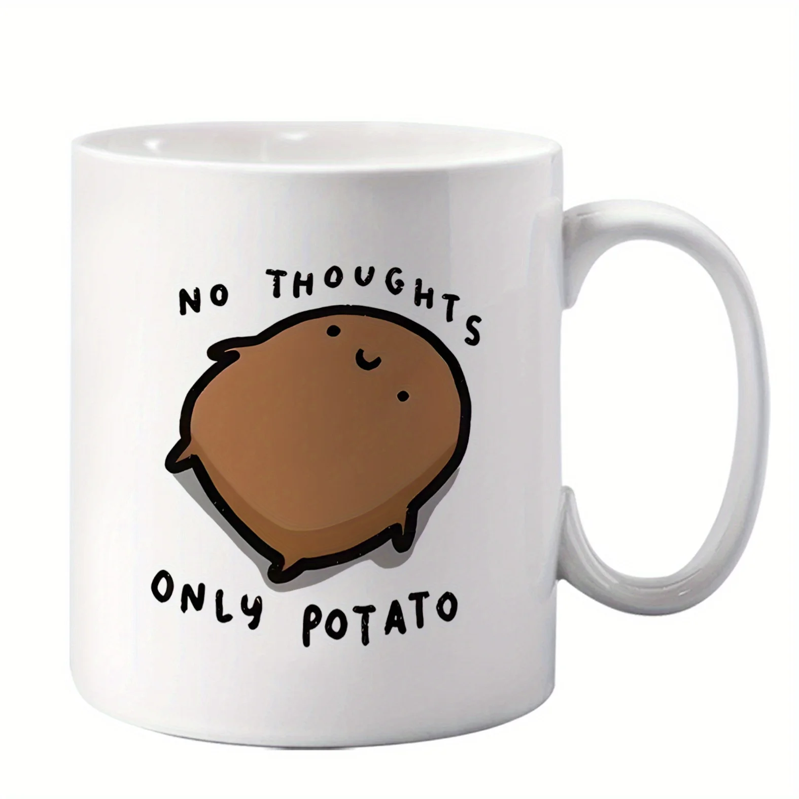 Ceramic Mug “No Thoughts Only Potato” Cute Lazy Humor Gift for Coffee Lovers