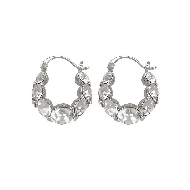 

Circle ear buckle fashionable temperament earrings rhinestone fashionable temperament versatile small earring