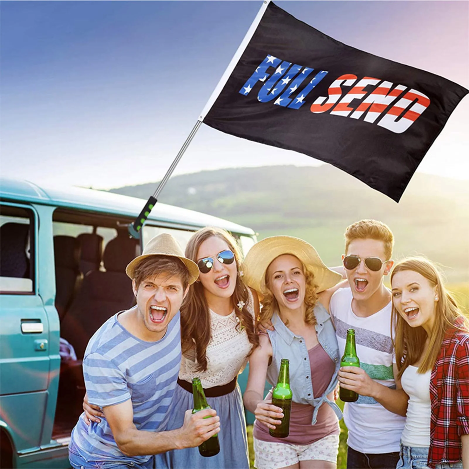 Professional Flagpole Telescopic Handheld Guide Pole for Tour Guides Teaching Outdoor Camping Durable Stainless Steel Stick