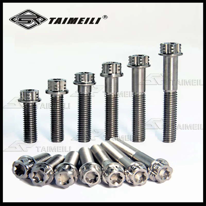 TAIMEILI Titanium alloy Internal and external plum blossoms screw m8x15/20/25/30/35/40/45/50--90mm pitch p1.25 motorcycle screw