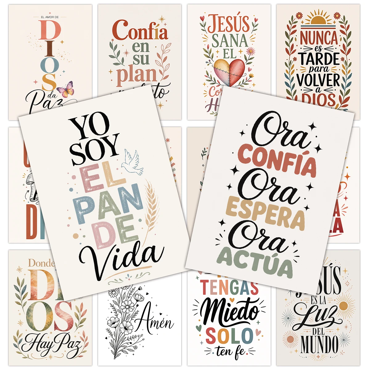 30 cartes inspirantes avec des versets bibliques floraux en espagnol, pour la prière quotidienne, le journalisation spirituel, les cadeaux pour les activités religieuses, le temps de dévotion religieuse.