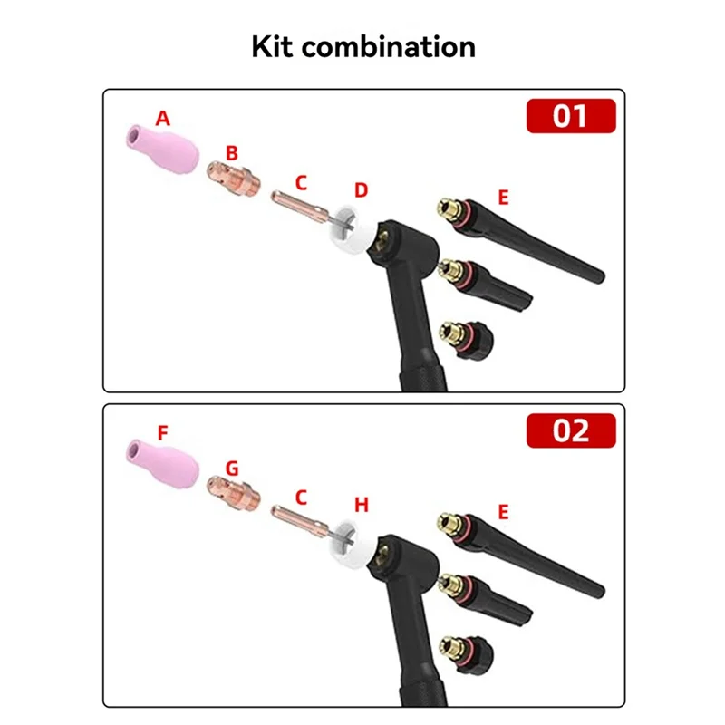 RMWIN-68PCS TIG شعلة لحام اكسسوارات عدة فوهة كوليت الجسم قصير الغاز عدسة كأس زجاجي عدة ل WP-17/18/26 #4