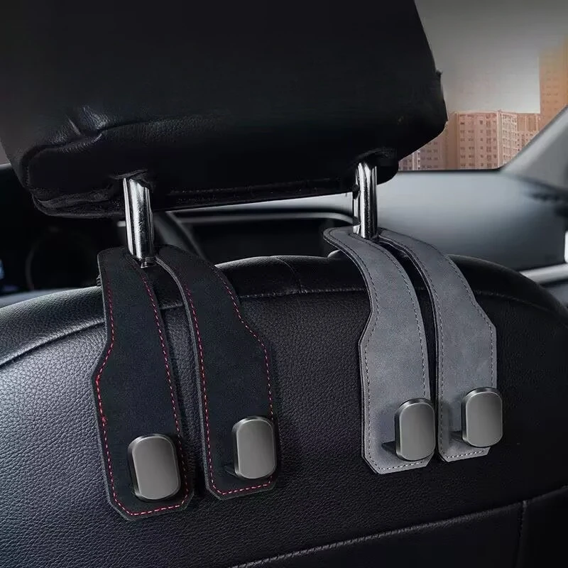 Universal Quality Car Headrest Hook Premium Suede Rear Seat Hanging Hidden Multifunctional Interior Creative Storage Artifact