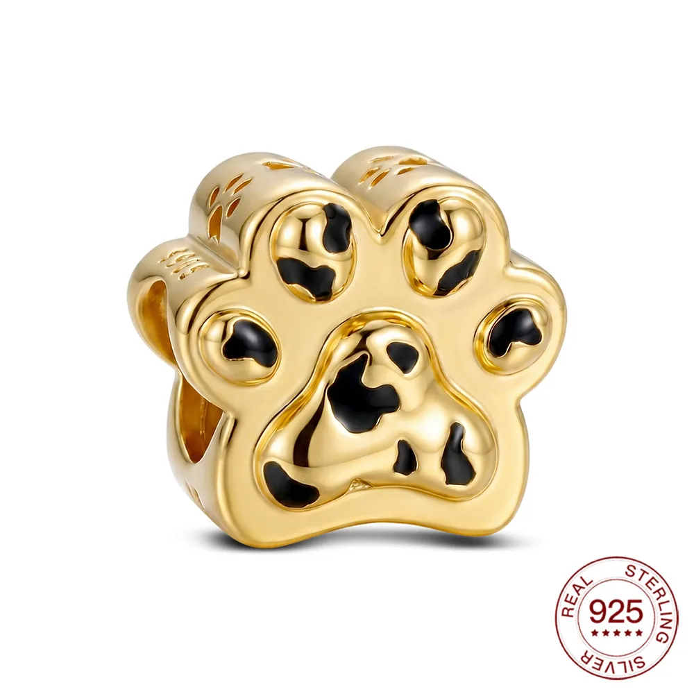 New 925 Sterling Silver Charms Leopard Paw Print Beads Fit Bracelet Women's Diy Jewelry Love Daily Hot Gifts