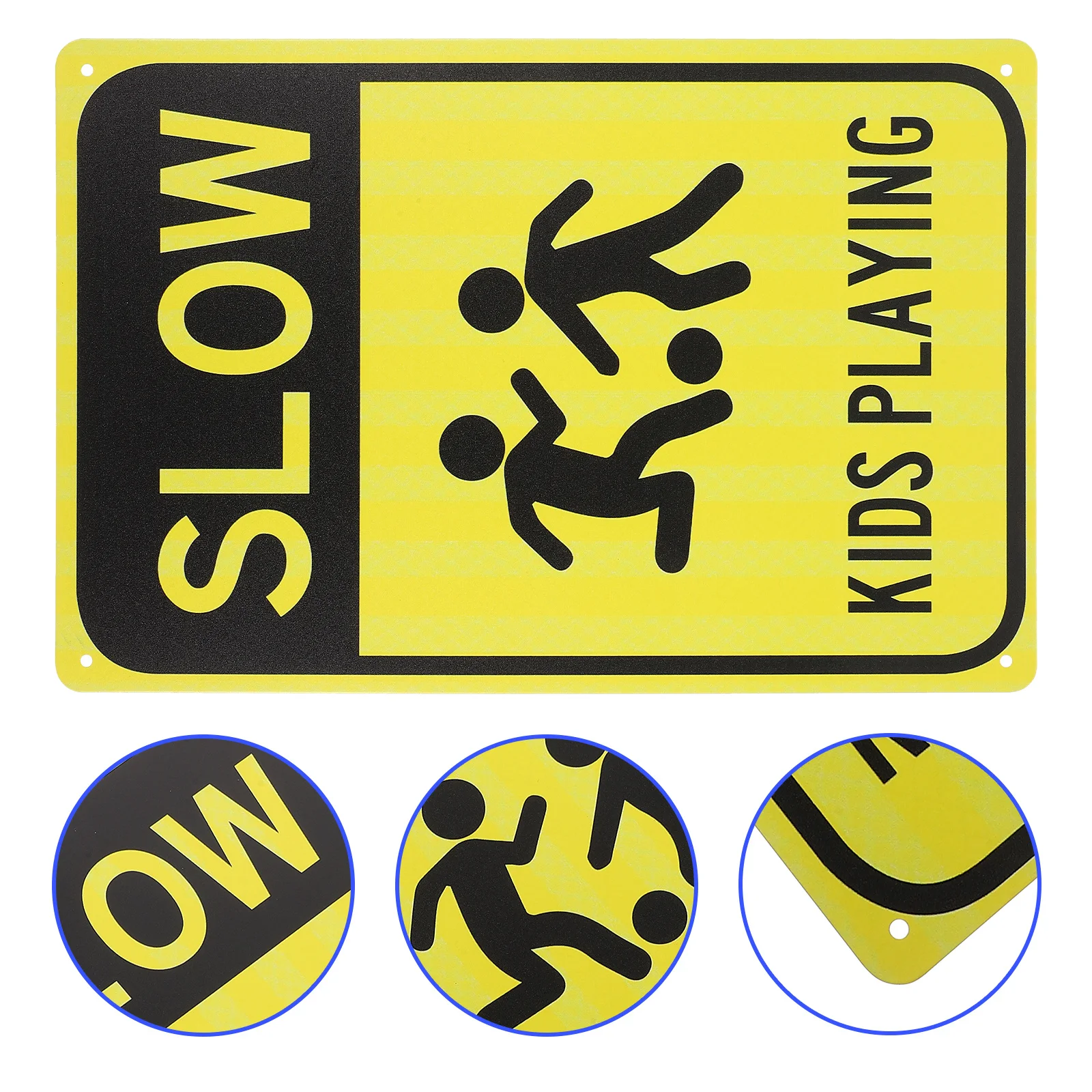 Metal Slow Down Kids Playing Warning Sign Road Safety Traffic Street Caution Sign For City Streets Durable Iron Weather