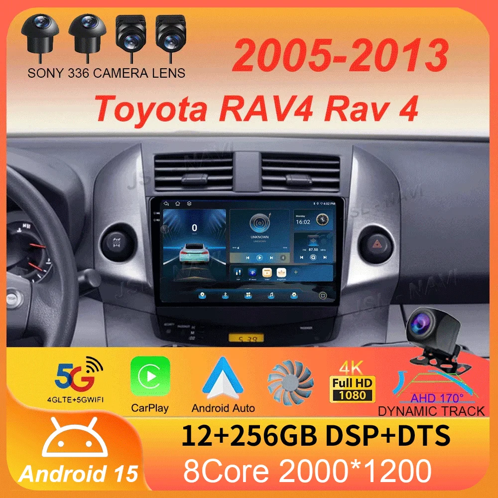 For Toyota RAV4 Rav 4 2005 - 2013 Car Radio Android 15 Carplay Multimedia navigation video DVD Autoradio Stereo 2din 4G+BT GPS
