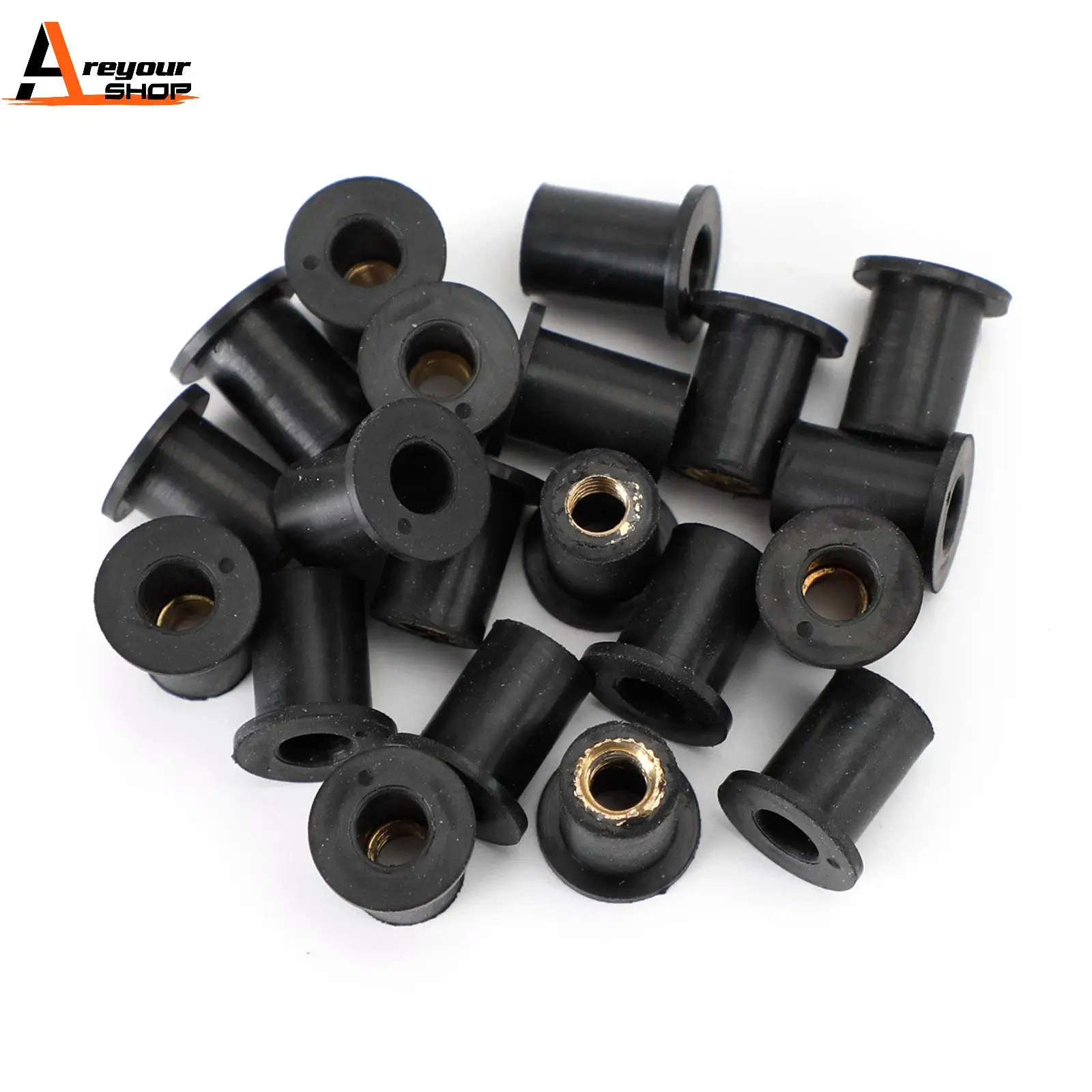 

Areyourshop M5 Rubber Well Nuts Wellnuts for Fairing & Screen Fixing Pack of 20 - 10mm Hole Motorcycle Accessories