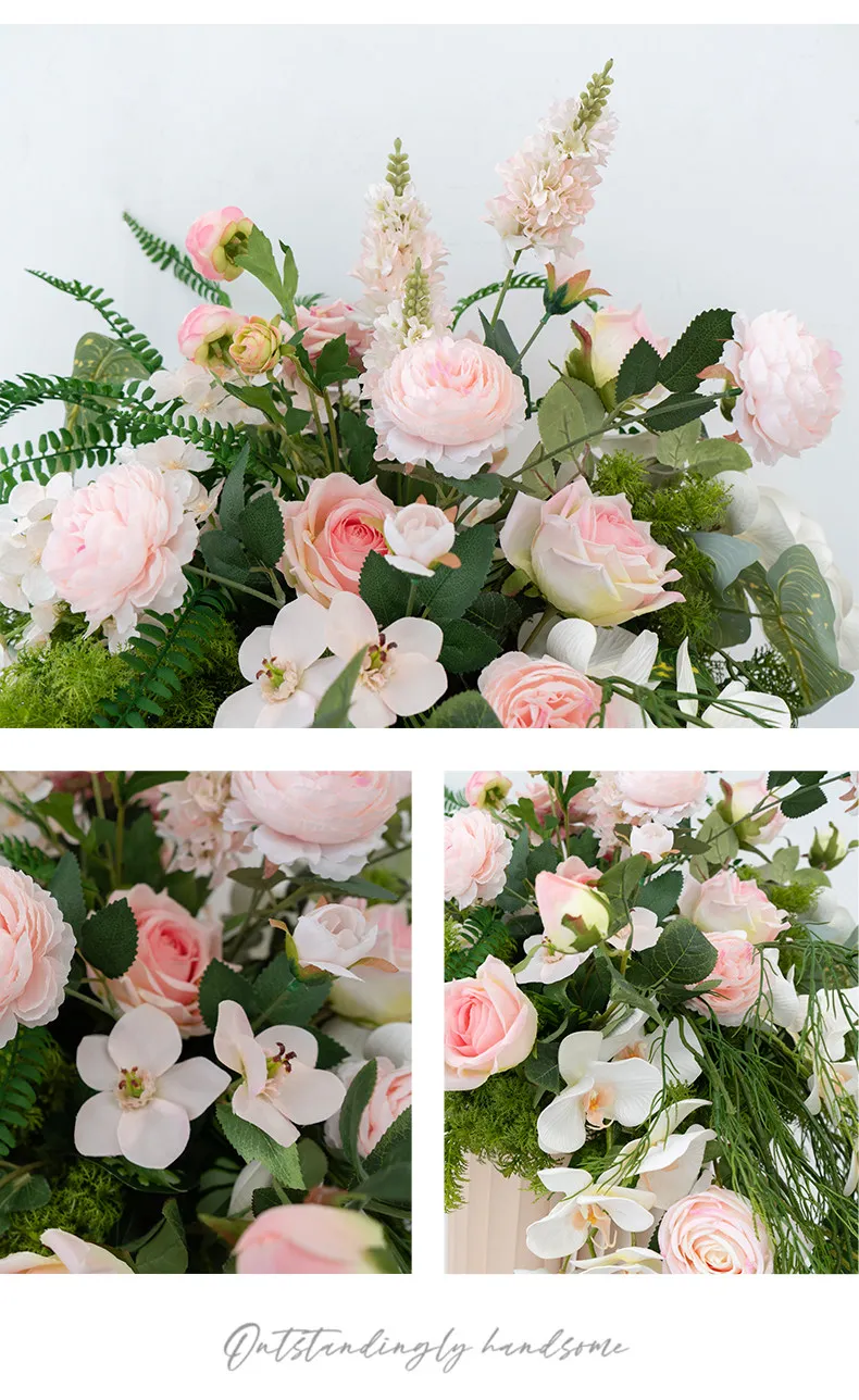 Künstliche grüne Pflanzen, hängende Ranken, Boden-Blumenarrangement, Hochzeits-Hintergrunddekoration, hängende Blumenreihe, Party-Event-Requisiten – Detail 5