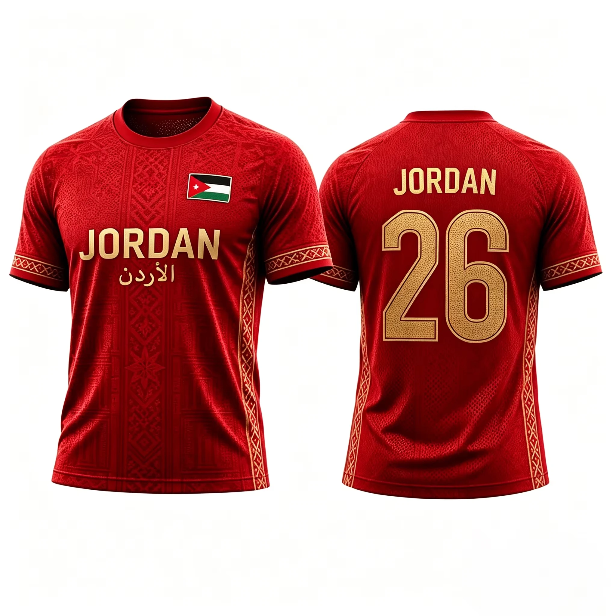 Jordan 2026 Breathable Soccer Jersey, National Flag Patriotic Football Tee Unisex Fan Short Sleeve Top for Men Women