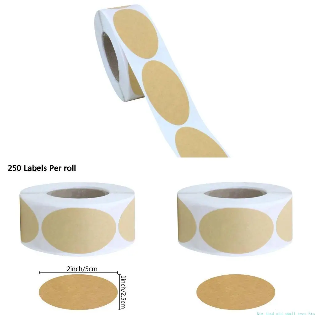 581C 250pcs/roll DIY Blank Kraft Label Handmade Baking Seal Stickers Gift Tag for Jar