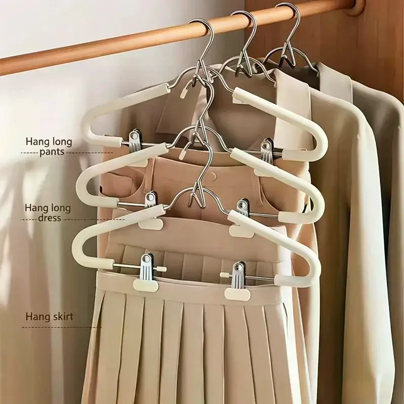 Non Slip Sponge Hangers With Adjustable Clips And Traceless Grip For Pants Skirts Suits In Bedroom Closet Hold