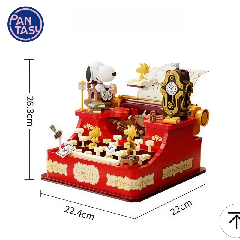 New Snoopy Retro Typewriter Building Block Model Collection Ornament Assembly Cartoon Puzzle Children's Toy Christmas Gift
