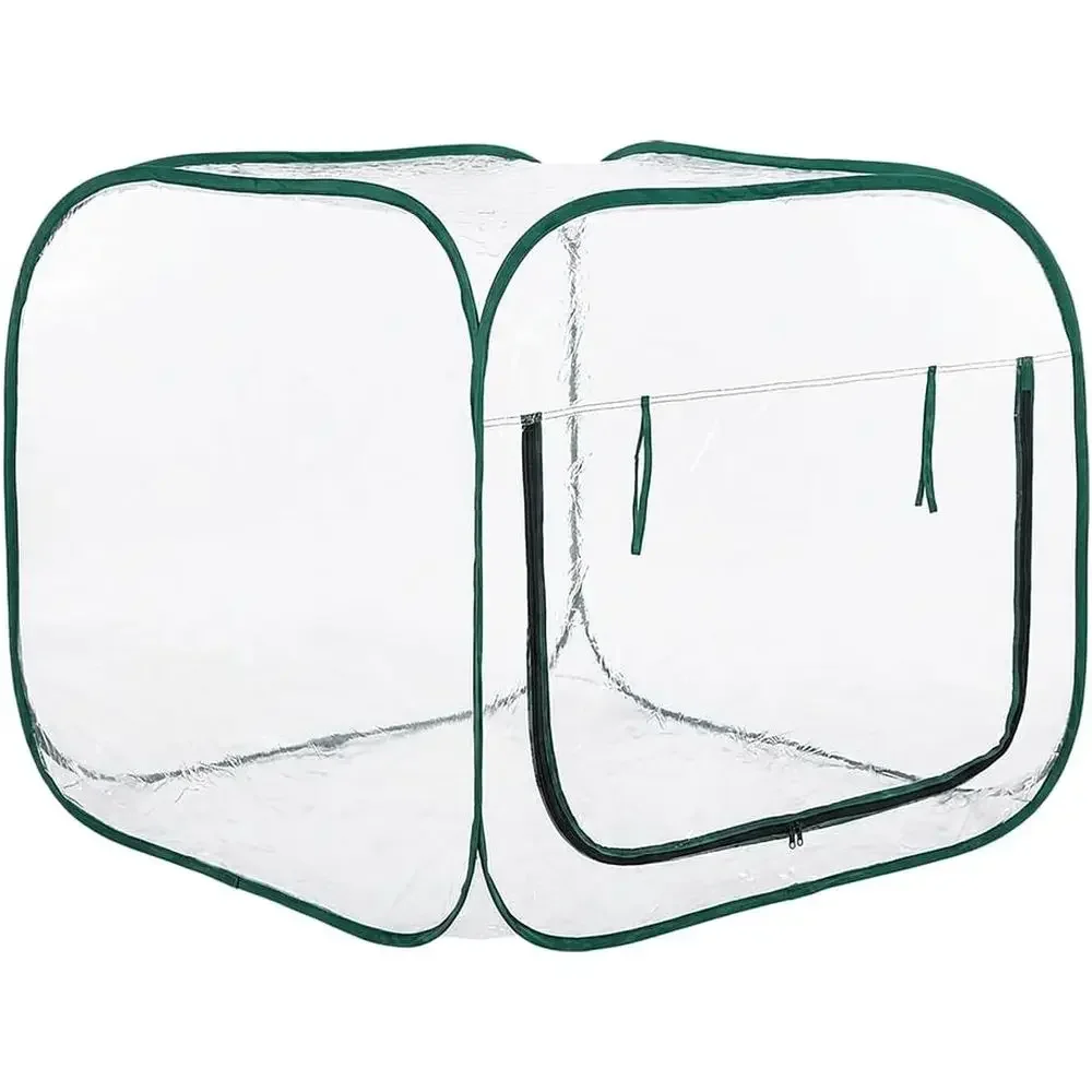 4x4 Ft. Foldable Greenhouse for Indoor and Outdoor Gardening with Roll-Up Zippered Windows