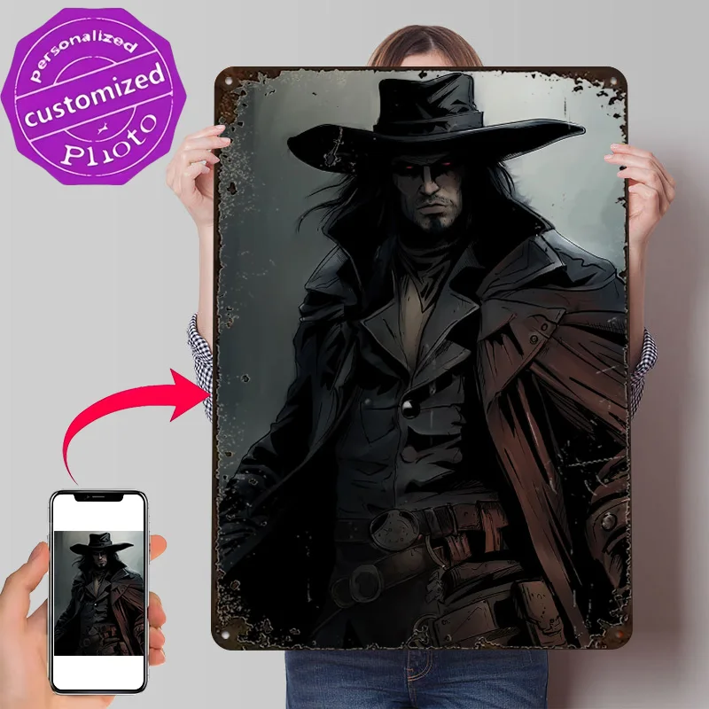 Vampire Hunter Personalized 3D Textured Metal Poster Wall Art Tinplate Sign for Vintage Retro Decoration Gaming Room Ornaments