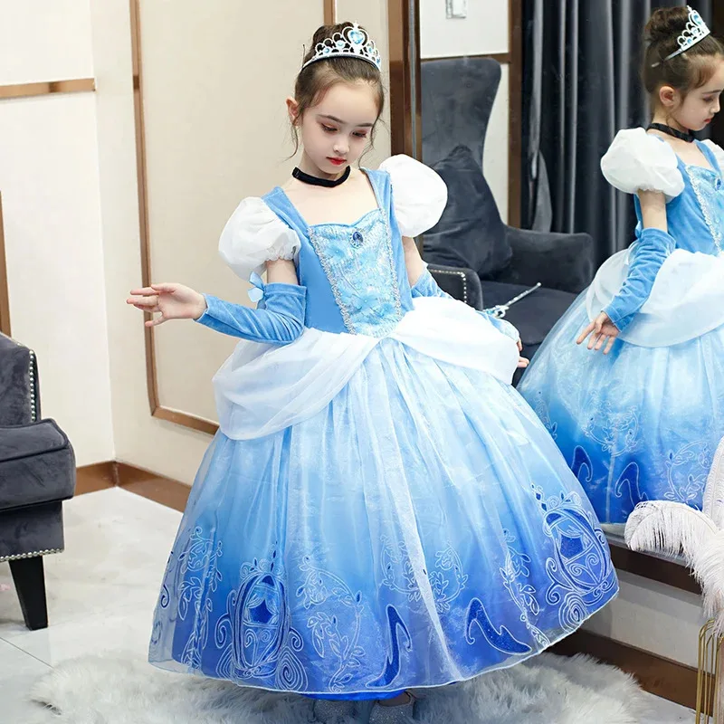 سندريلا طفل فستان الأميرة هالوين اليقطين حذاء كريستال يتوهم الفاخرة فستاين سهرة/فساتين الحفلات طفل فتاة هالوين كرنفال حفلة هدية