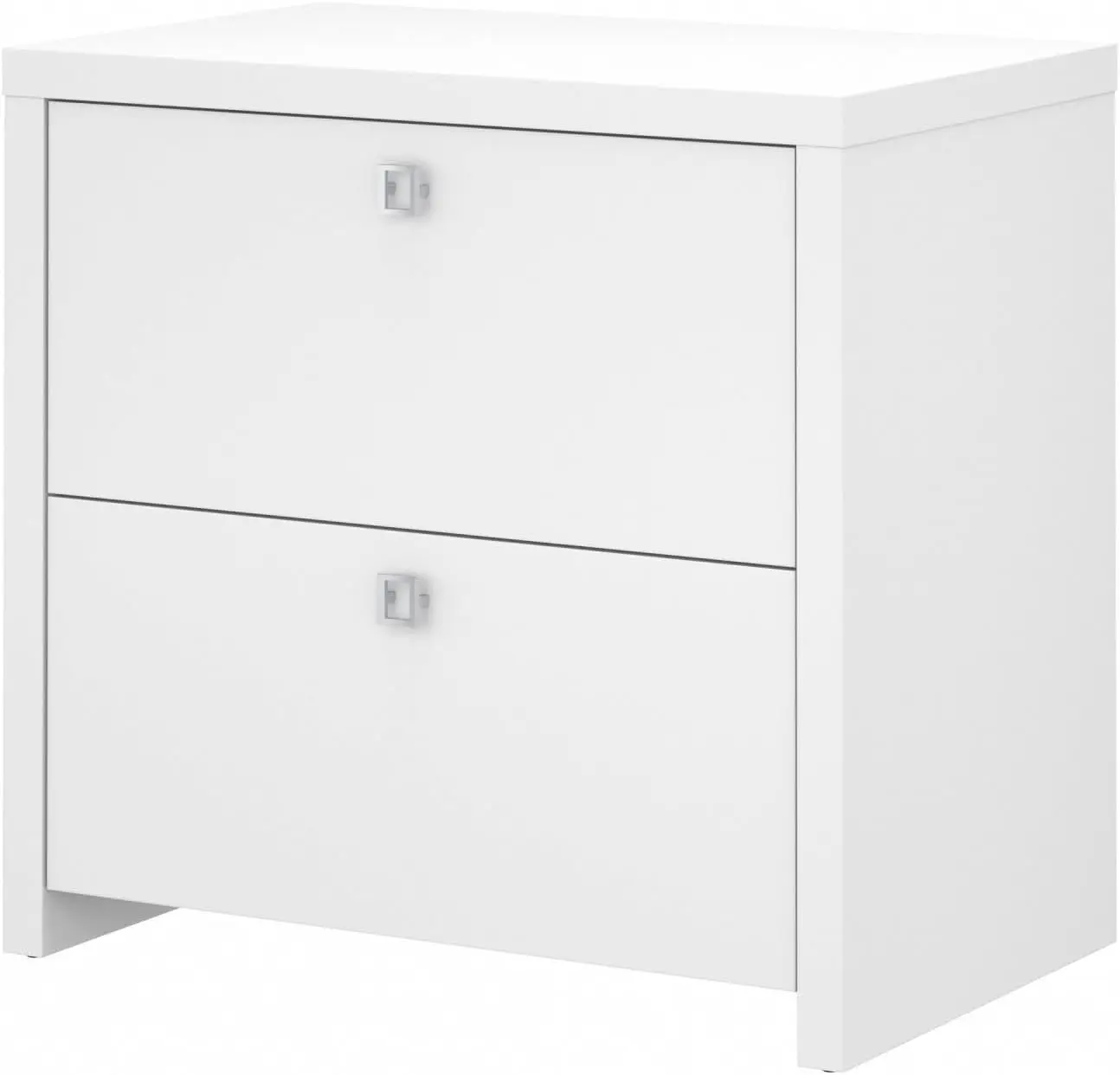 Echo Lateral File Cabinet in Pure White with Satin Silver Handles, Home Office Storage for Letter, Legal, and A4-size Documents