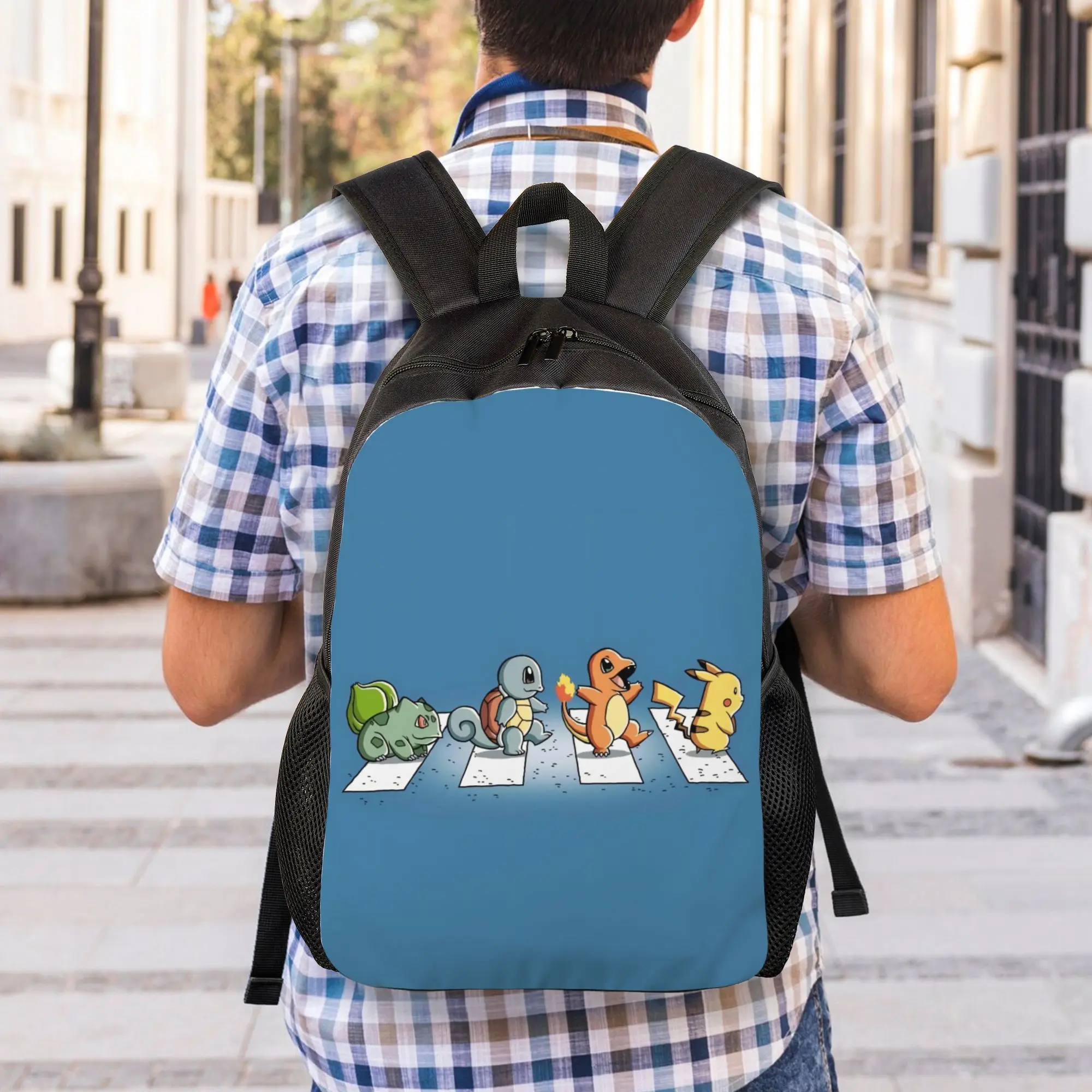 

Back to school season Pokemon style Abbey Road Crossing Backpack Pokemon Office Staff Cool Backpack