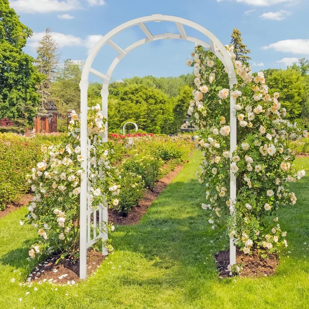 Vinyl Garden Arbor,PVC Wedding Arch for Ceremony Party,Garden Trellis for Climbing Plants Outdoor,Arch Backdrop Stand for Garden