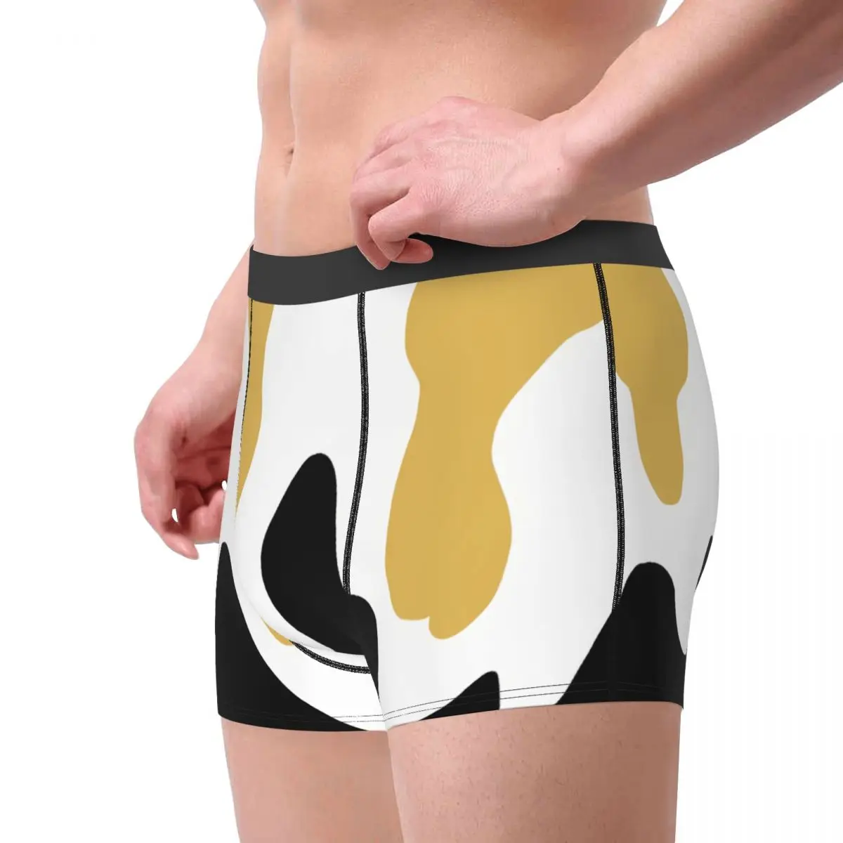 Abstract Simple Gold Black And White Melty Trippy Modern Contemporary Art Underpants Cotton Panties Men's Underwear Comfortable