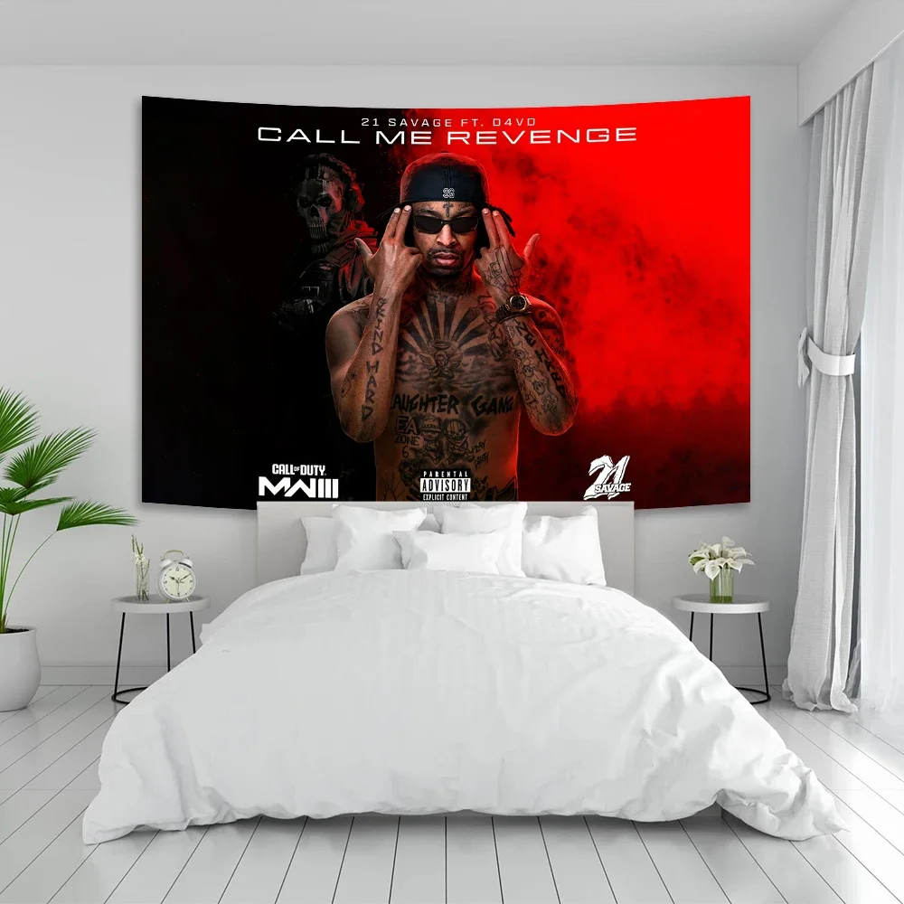 

Hip Hop Rapper 21 Savage Tapestry Pop Album Cover Poster Bar Bedroom Aesthetics Wall Decor