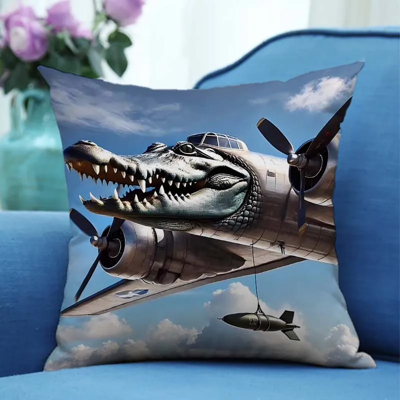 Funda de almohada italiana Brainrot Anime Tung Tung Sahur funda de cojín divertida Meme dibujos animados decoración del hogar 45x45cm funda de almohada regalo