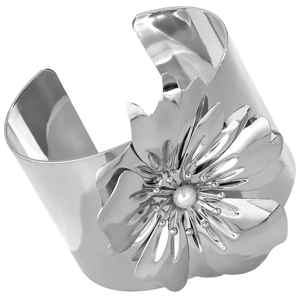 

Metal Flower Adjustable Open Bracelet Elegant Arm Cuff Jewelry for Women Party Wedding Date Fashion Bangle Charm Wrist Decor