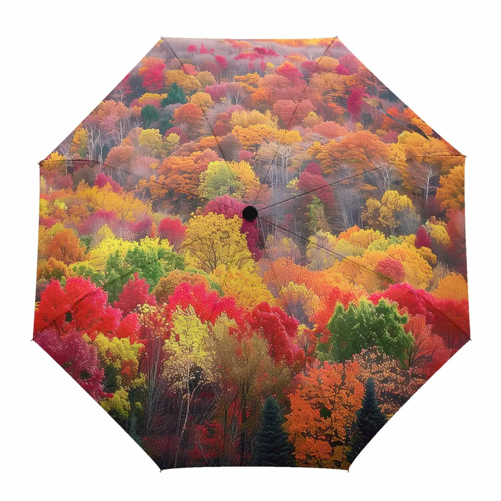 Autumn Forest Fallen Leaves Automatic Umbrella Portable Folding Sunny and Rainy Umbrella Women Parasol Umbrella