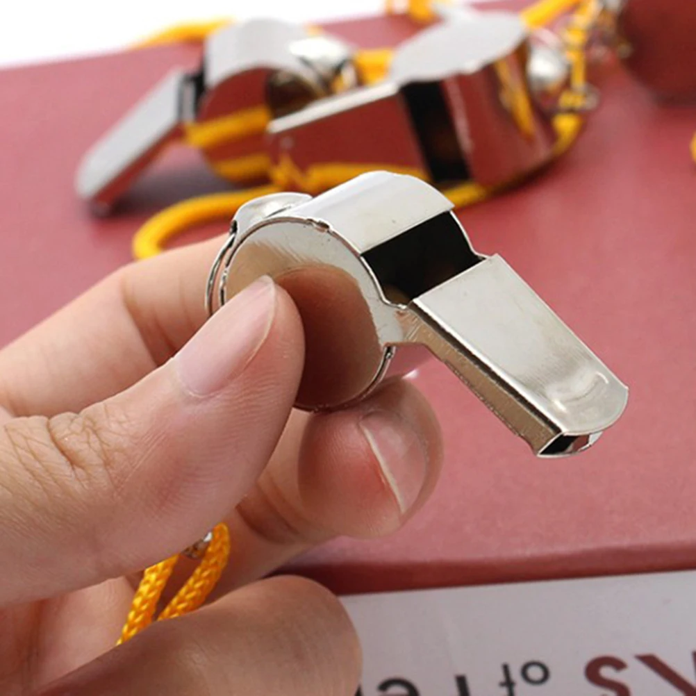 

3PCS Whistle Lanyard Stainless Steel Loud Survival Emergency Sports Training Referee Metal Keychain Outdoor Camping