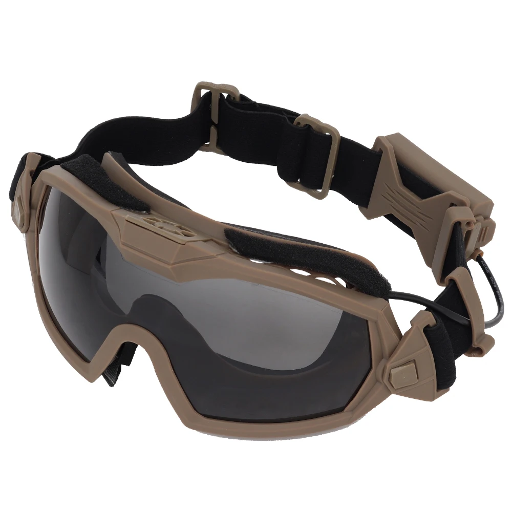 Taktyczne gogle przeciwmgielne Ski Airsoft CS okulary ochronne przezroczyste czarne 2 soczewki Motocross gogle pyłoszczelne z mikro wentylatorem