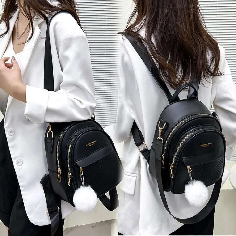 

PU Leather Small Square Backpack Large Capacity Ins PU Casual Schoolbags Simple Light Luxury Mini Bags Women