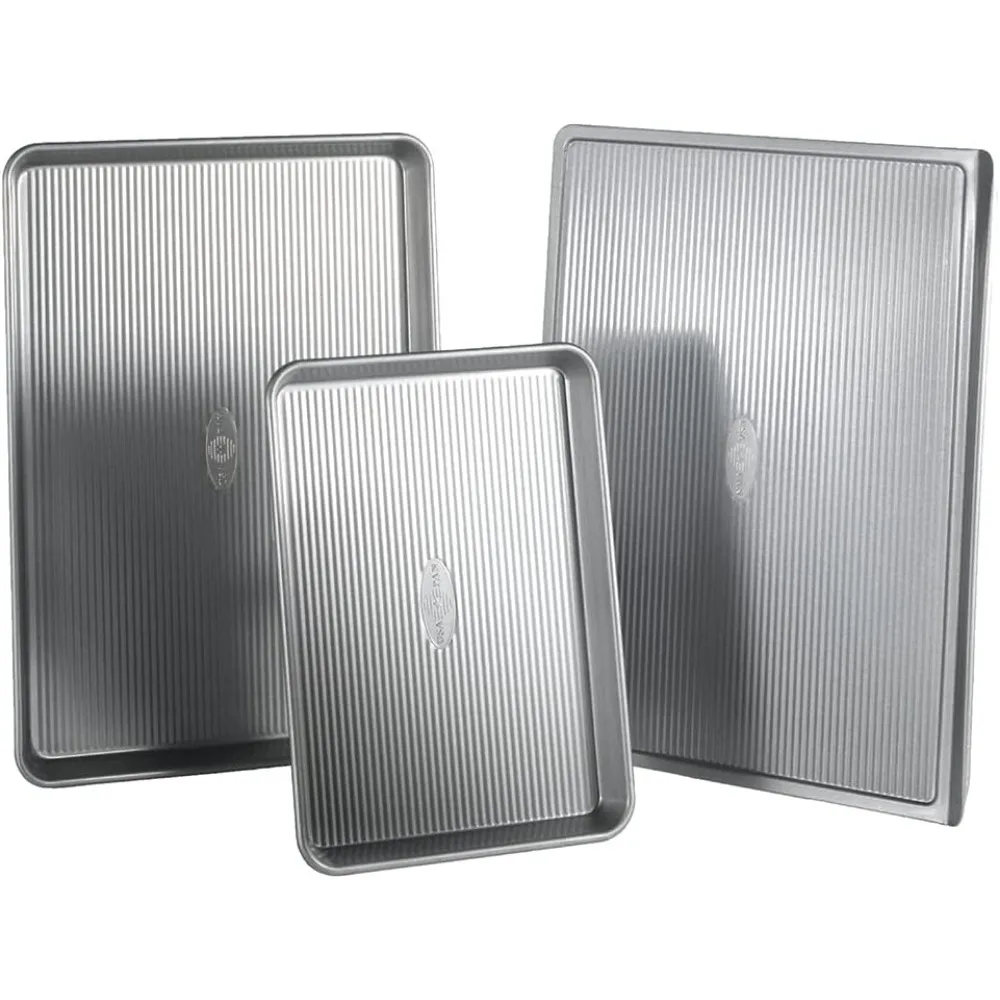 

3-Piece Non-Stick Aluminized Steel Baking Set with Warp-Resistant Design for Even Heat Distribution