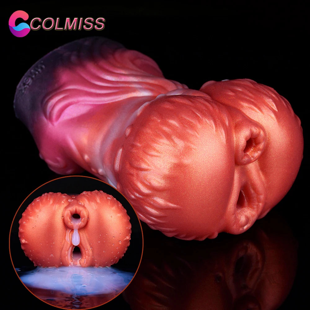 

COLMISS Dual Hole Strange Plant Male Masturbator Pocket Tight Pussy Sucking Aircraft Cup Penis Training Realistic Sex Toys Men