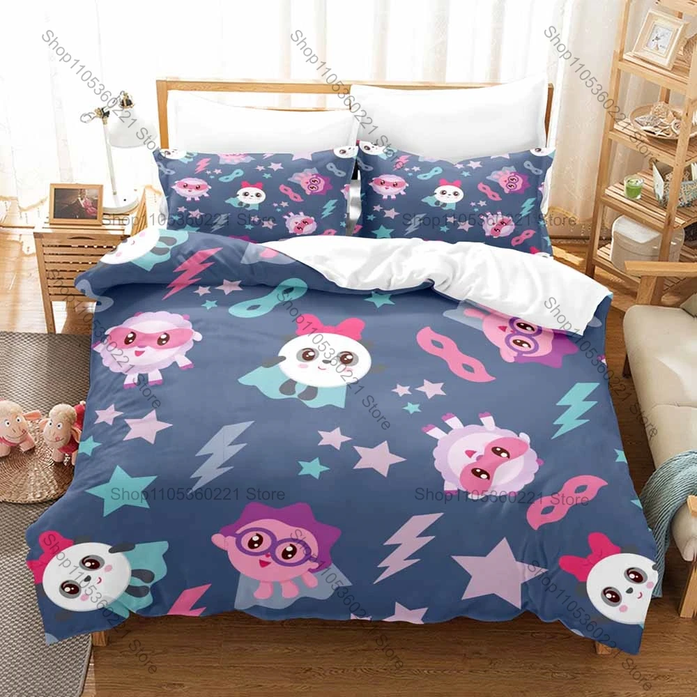 BabyRiki Krashy Pandy Rosy Wally Chichi Cute Russian Preschool Educational Cartoon Print Bedding Set Duvet Cover + 2 Pillowcases