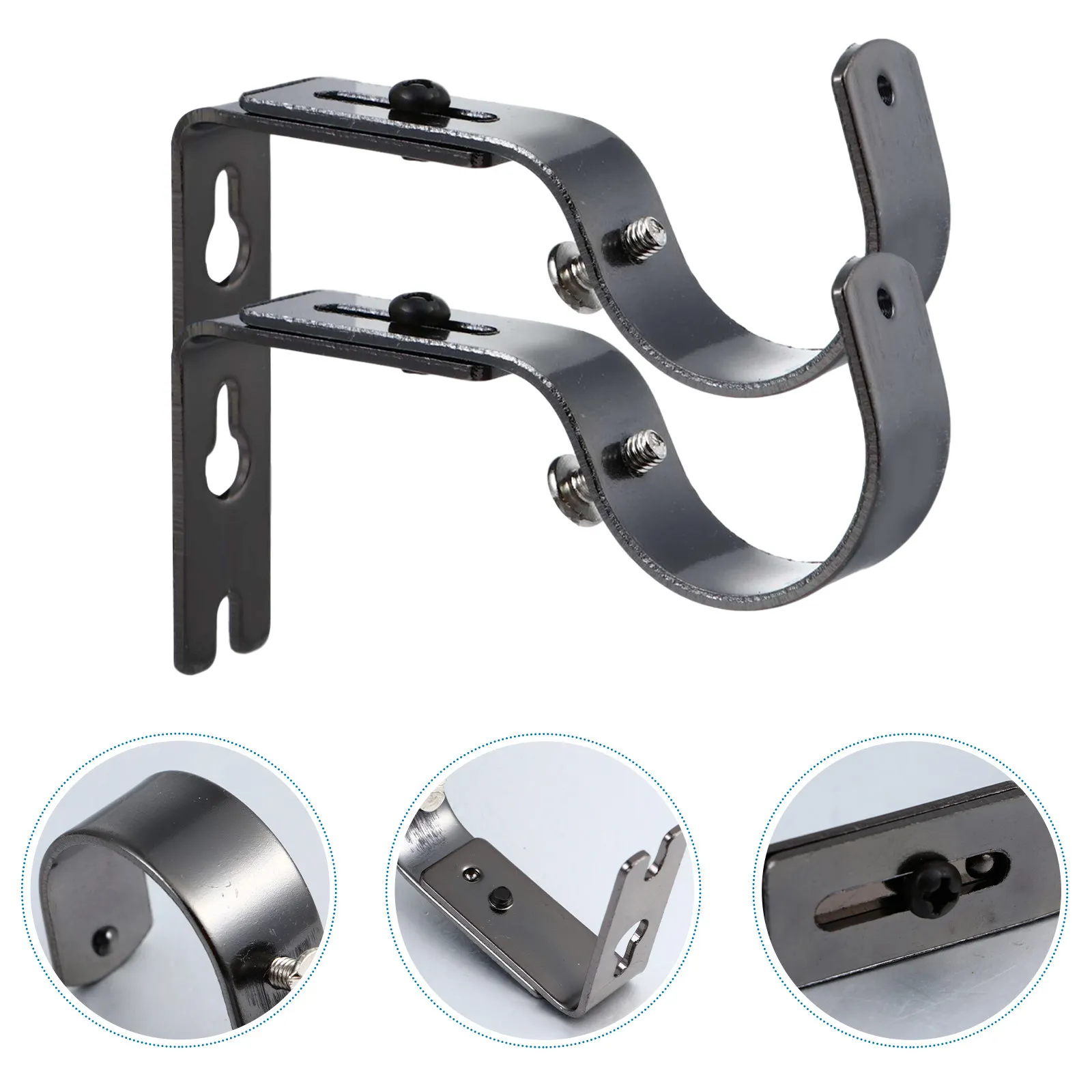 2Pcs Robust Iron Curtain Rod Brackets Easy Installation Simple Elegant Design Fits Most Rod Types Bedroom Living Room Office