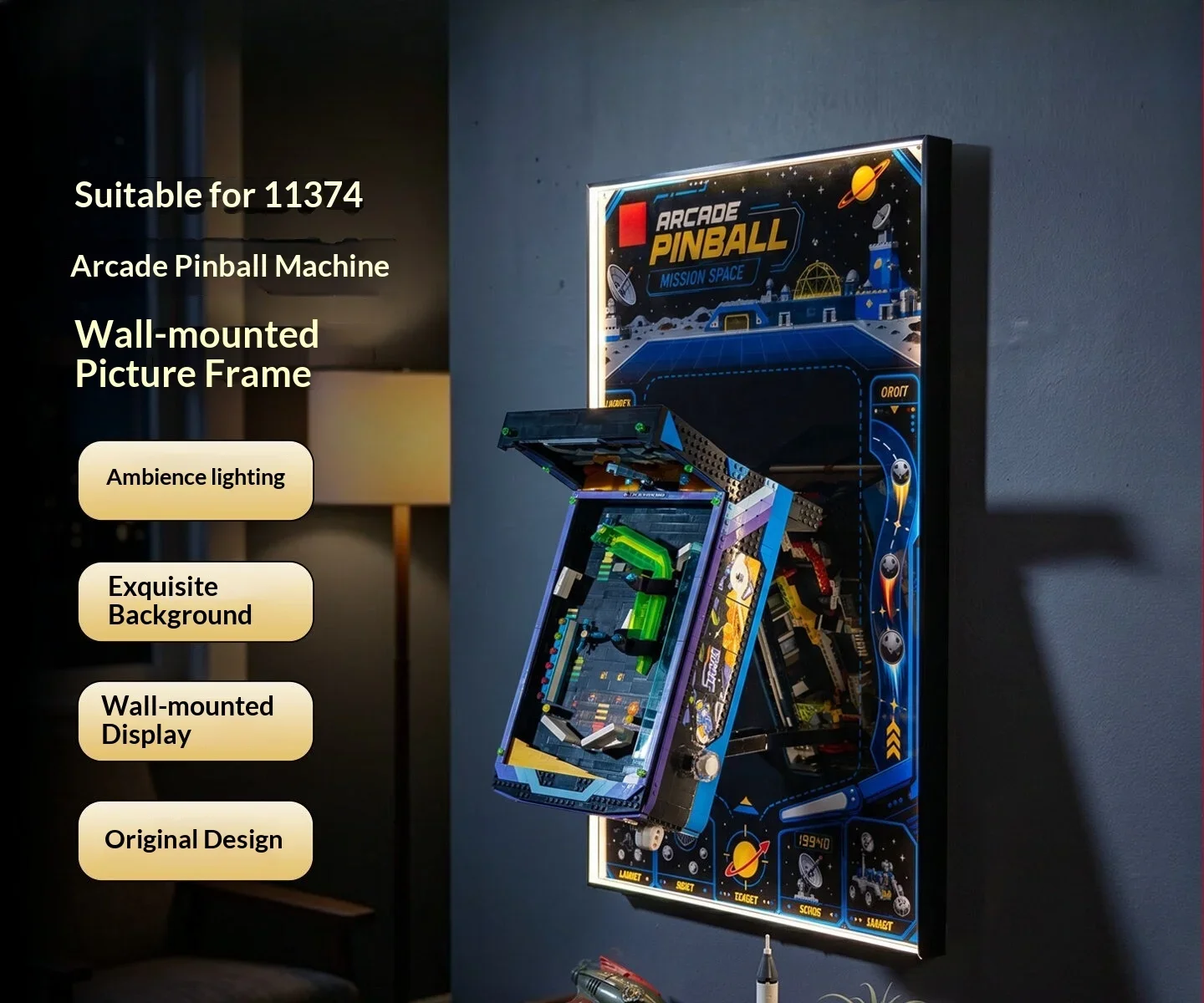Suitable for LEGO 11374 arcade pinball machine INS style 5MM thickened display box display frame high transparency