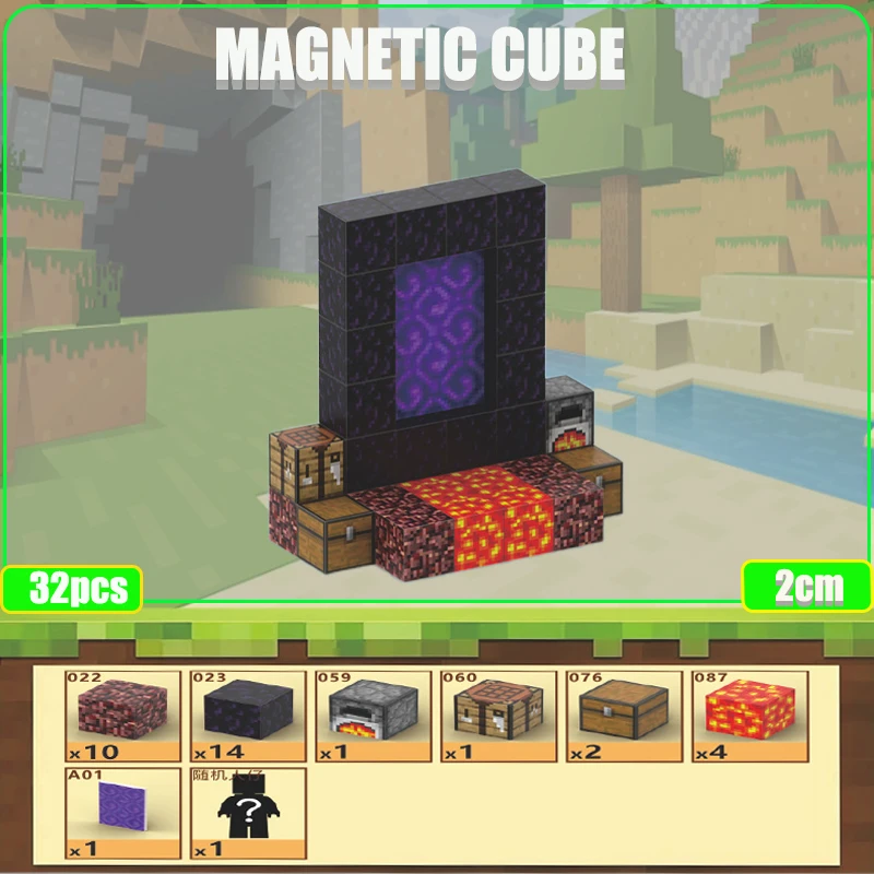 

Magnetic Building Block World Magnetic Cube Set for children's age 3+ 2.0CM DIY model Children's dry Montessori sensory toy gift