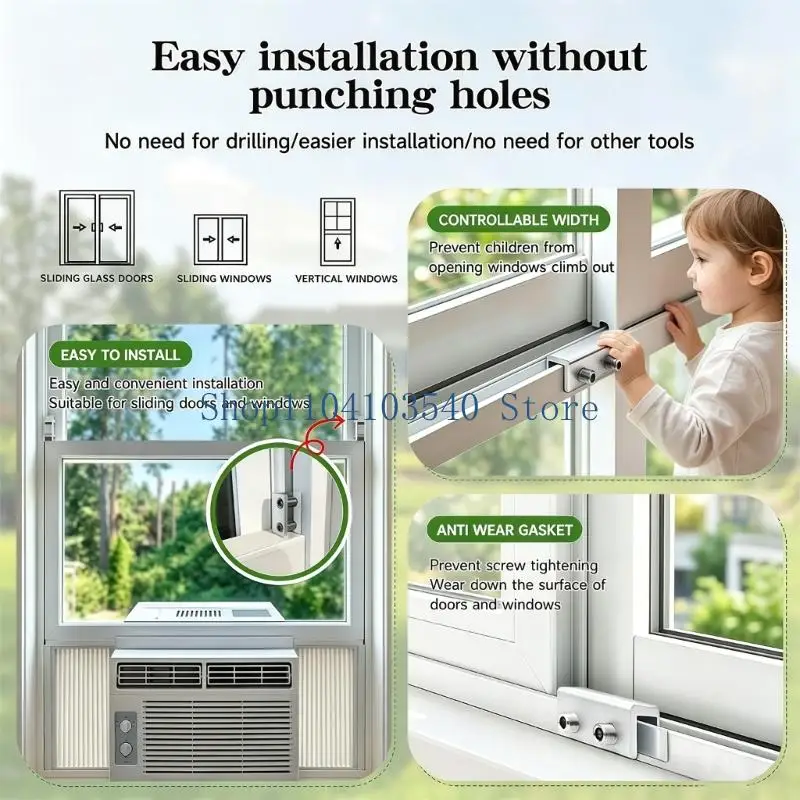 02DC Window-Frame Air Conditioner Support Mount Set with Metal Clamp Hardware, Window Retainers and L-Shaped Driver for view 3