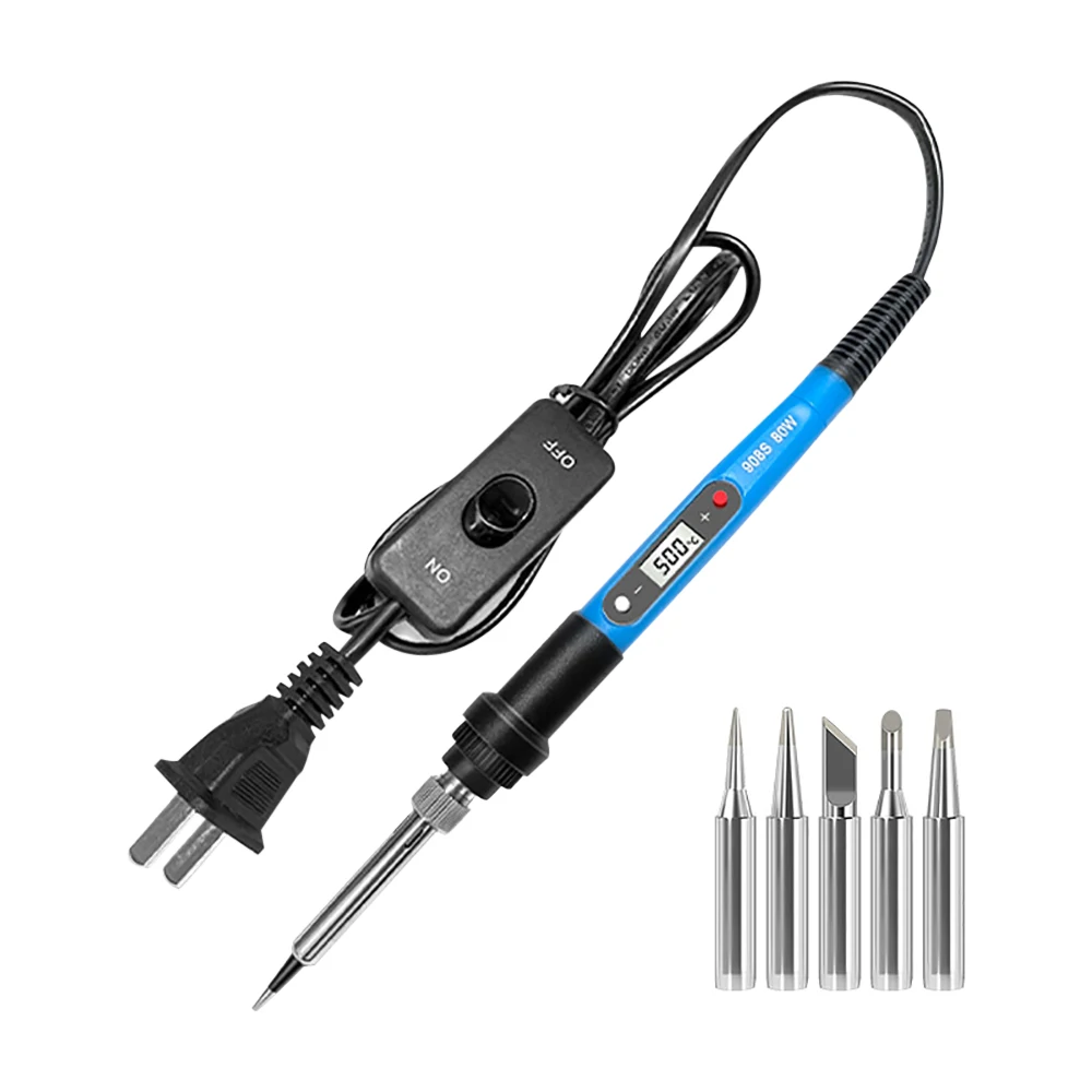 

80W Soldering Iron Kit Adjustable Temperature LCD Solder Welding Tools Ceramic Heater Soldering Tips Tweezers Soldering Wire Set