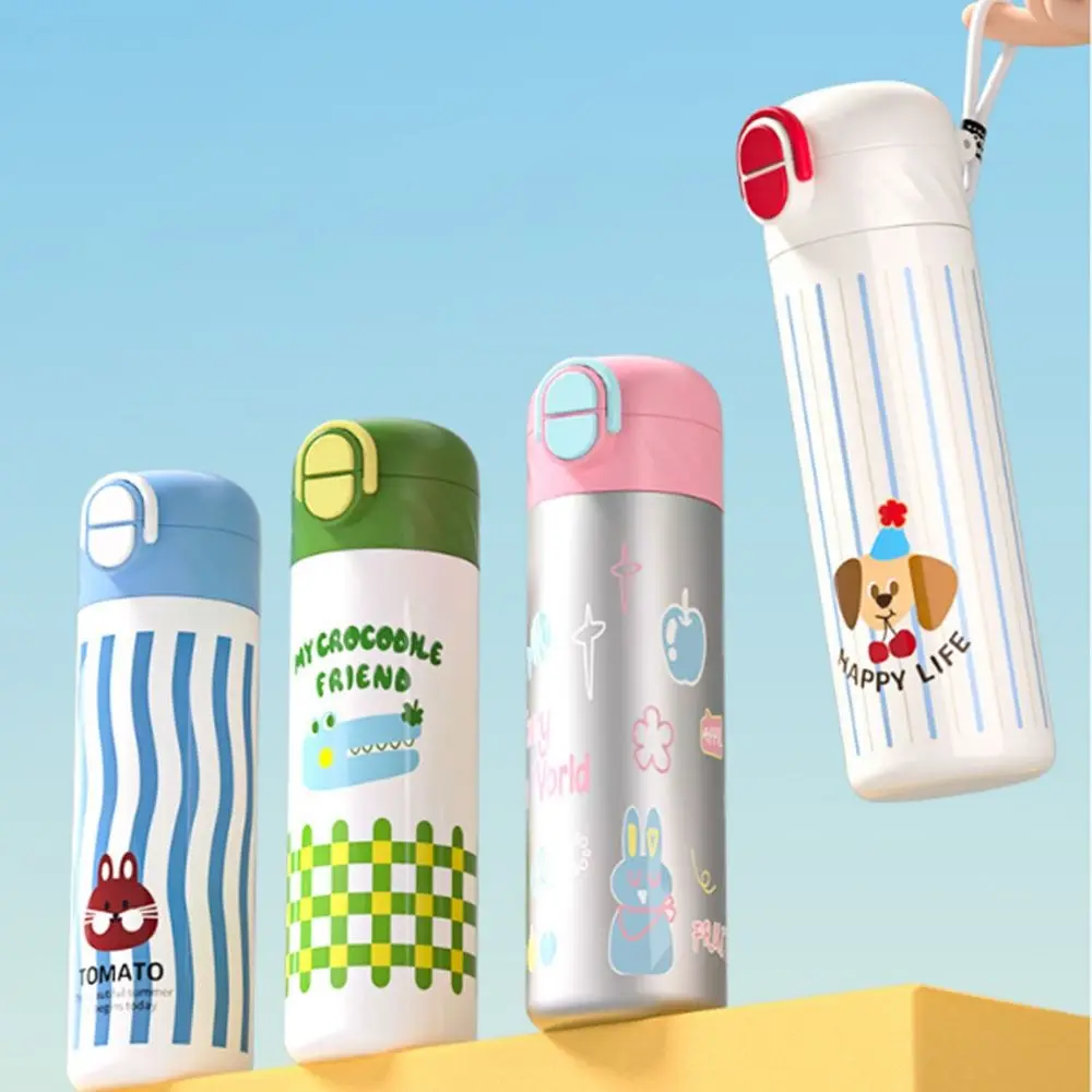 

460ml Cartoon Insulation Cup 316 Stainless Steel Leak-Proof Vacuum Flask Double Drink With Straw Thermos Water Bottle