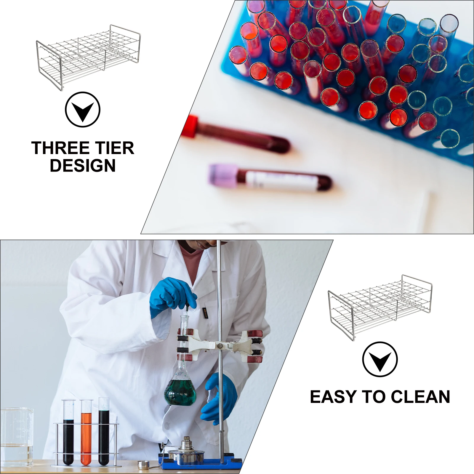 

1pc Square Hole Test Tube Rack Stainless Steel 50 Holes Multi-Functional Laboratory Supply Scientific Equipment Storage For