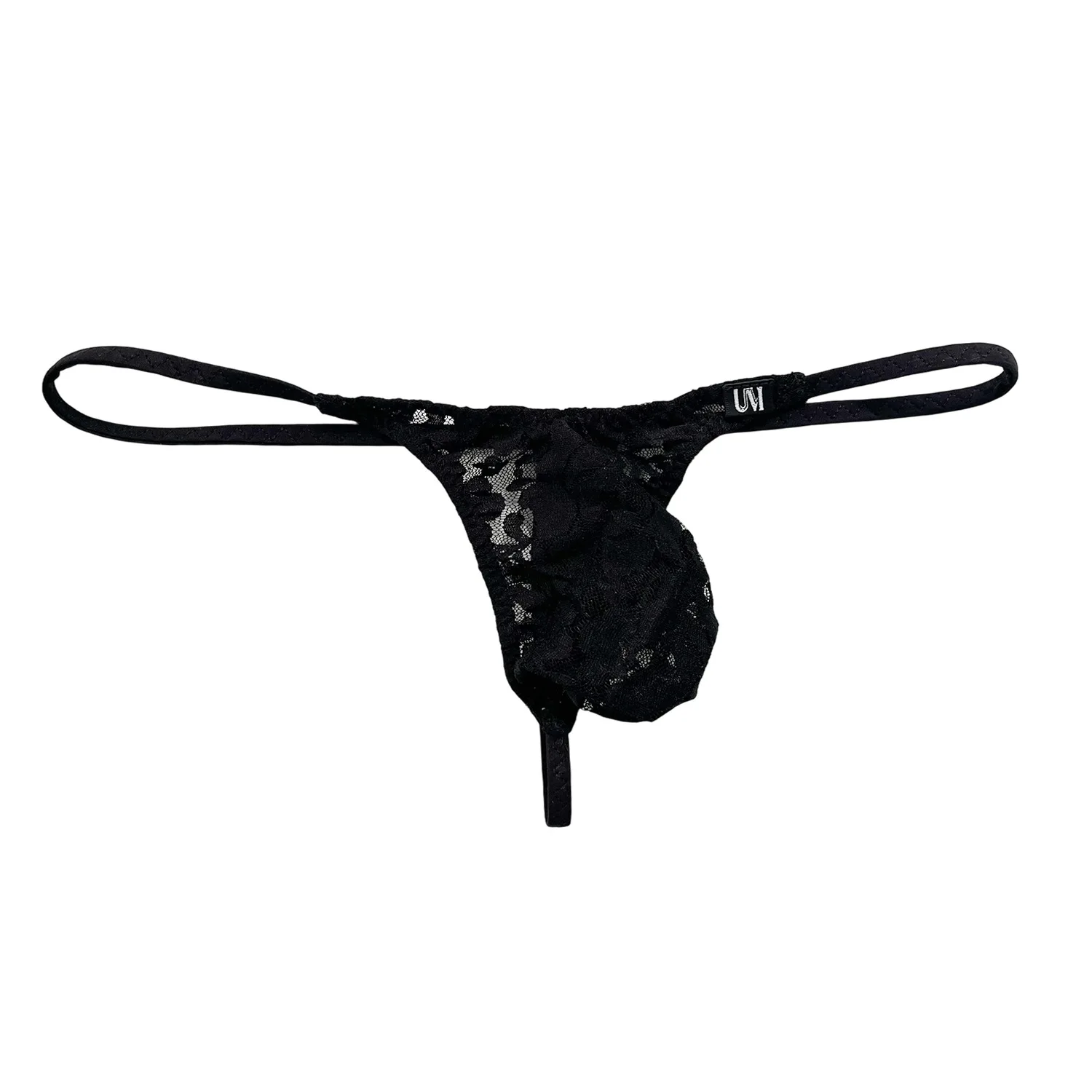 Men's Low Rise Lace Thong Underwear Breathable Color Contrast 3D Pouch Comfortable Sexy Briefs for Men