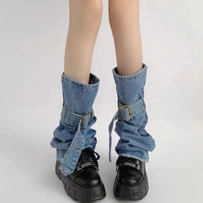 Denims Leg Warmers for Women and Girls Sweet Cool Flared Leg Warmers Punk Long Leg Socks Fashion Leg Covers Streetwear